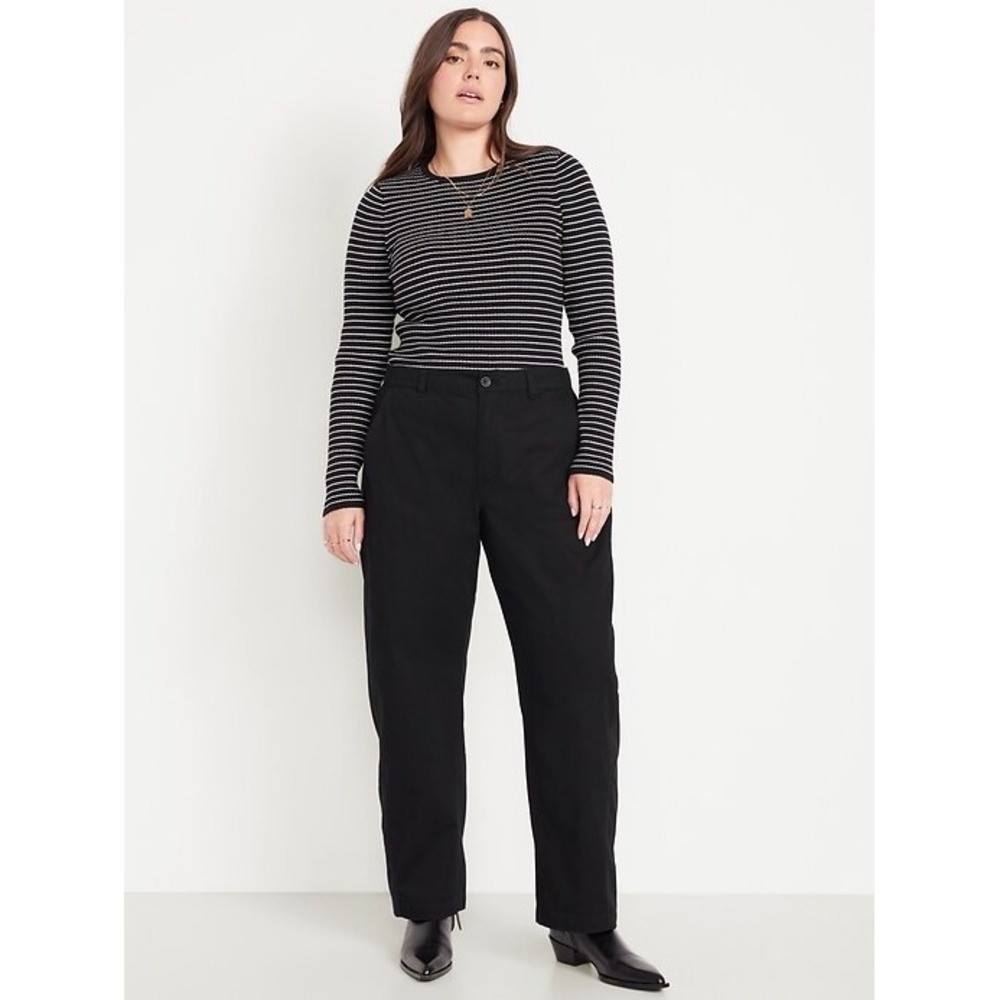 NWT Old Navy Black High-Waisted Chino Wide-Leg Pants L Tall Office Casual